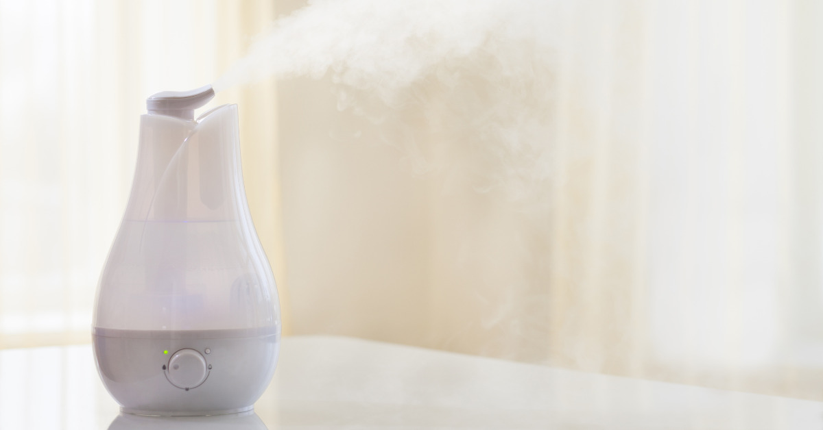 a humidifier adding humidity to a room